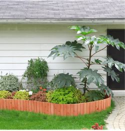 #R4 ）6pcs Landscaping Border Garden Edging Panels, 178in Wood landscape edging for flower beds, lawns, pathways and trees, with flexible placement and
