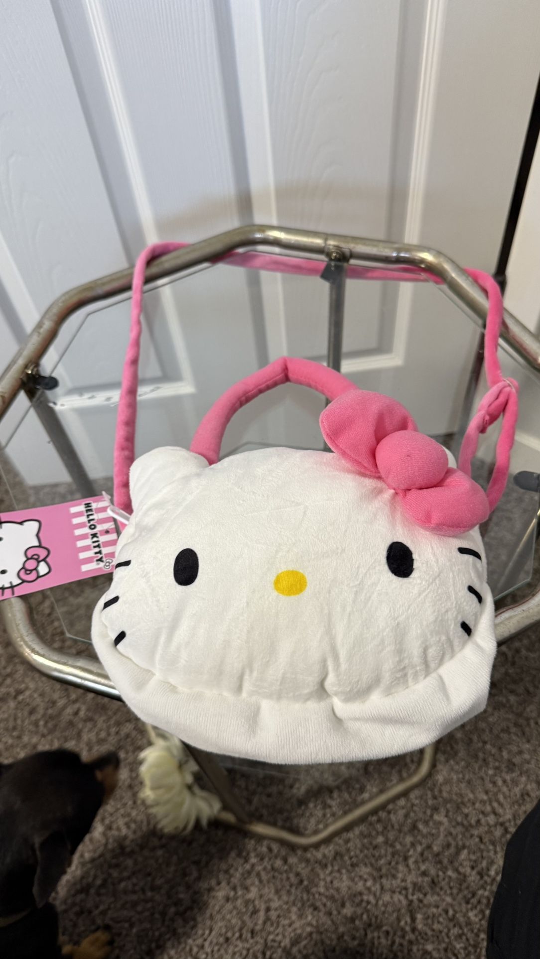 Hello Kitty Plush Purse With Pink Bow And Shoulder Strap
