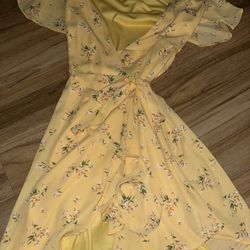 Lulus Yellow Floral Midi Dress 