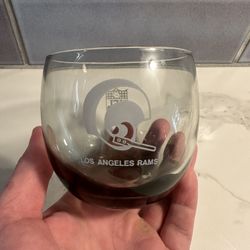 Set of 20 Vintage Smoked Colored 1970s Los Angeles Rams NFL 10oz Lowball Whiskey Glass