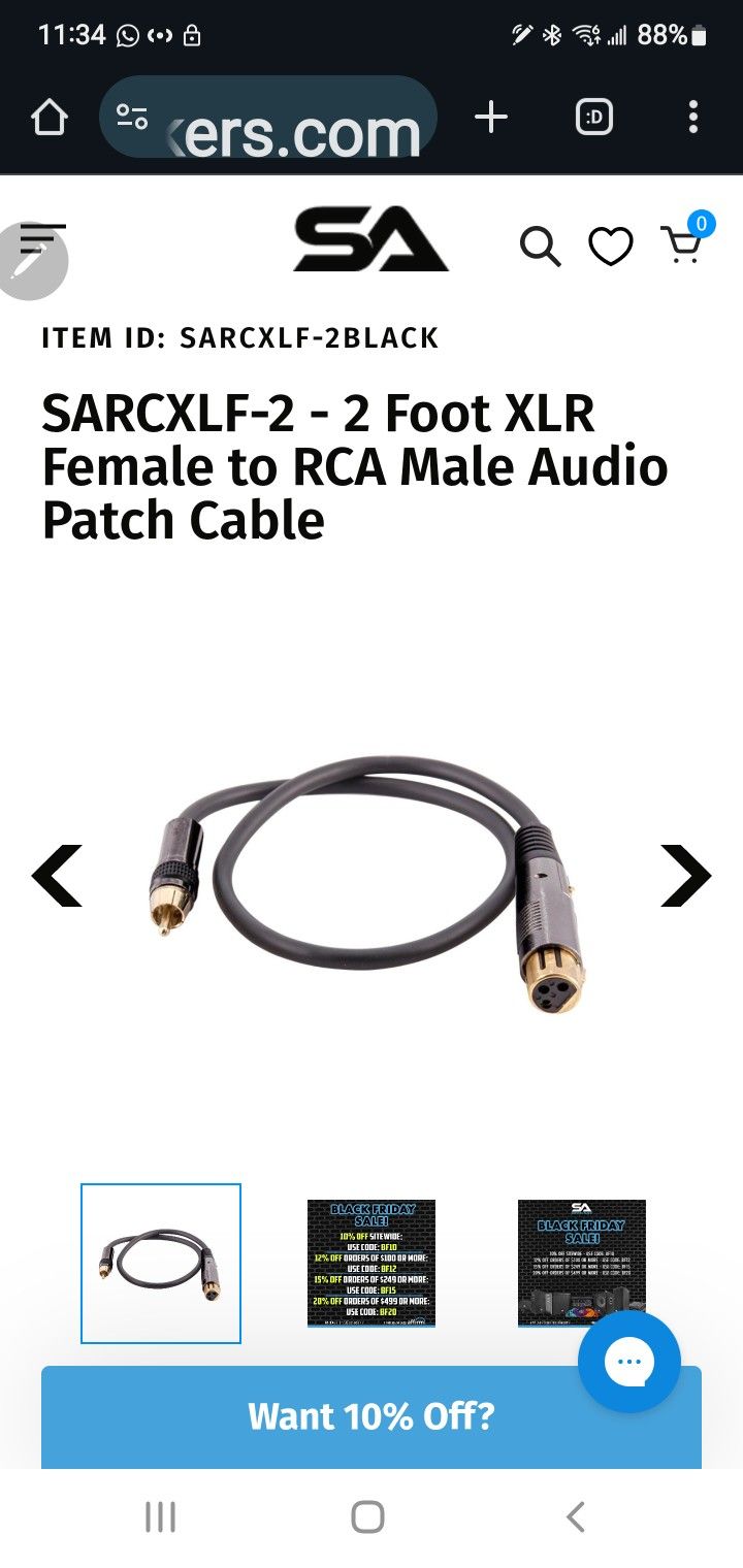2 NEW SEISMIC AUDIO 2FT XLR FEMALE TO MALLE AUDIO PATCH CABLE..