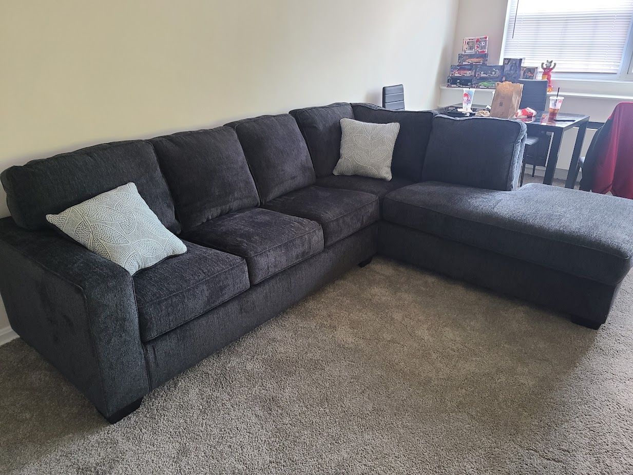 No credit needed delivery available Ashley Altari Slate RAF chaise sectional with pillows special
