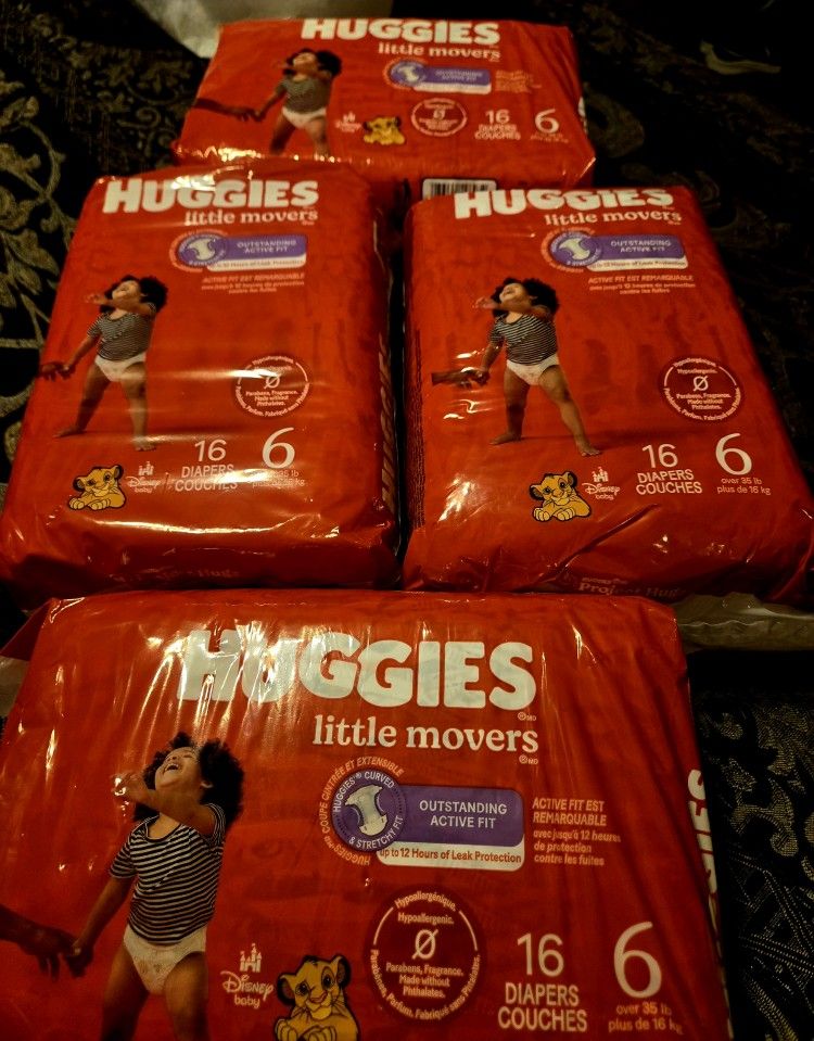4 Packs Of Size 6 Huggies (16ct Each)