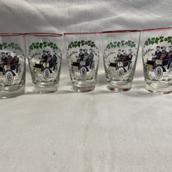 Set Of 5 Vintage Libbeys 1904 Cadillac Glasses