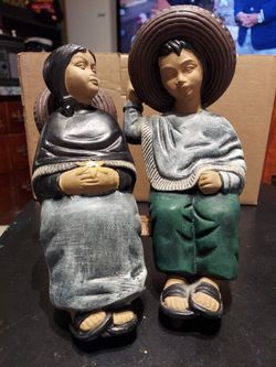 Vintage Mexican Man and Woman In Sombreros and Serapes $10.00