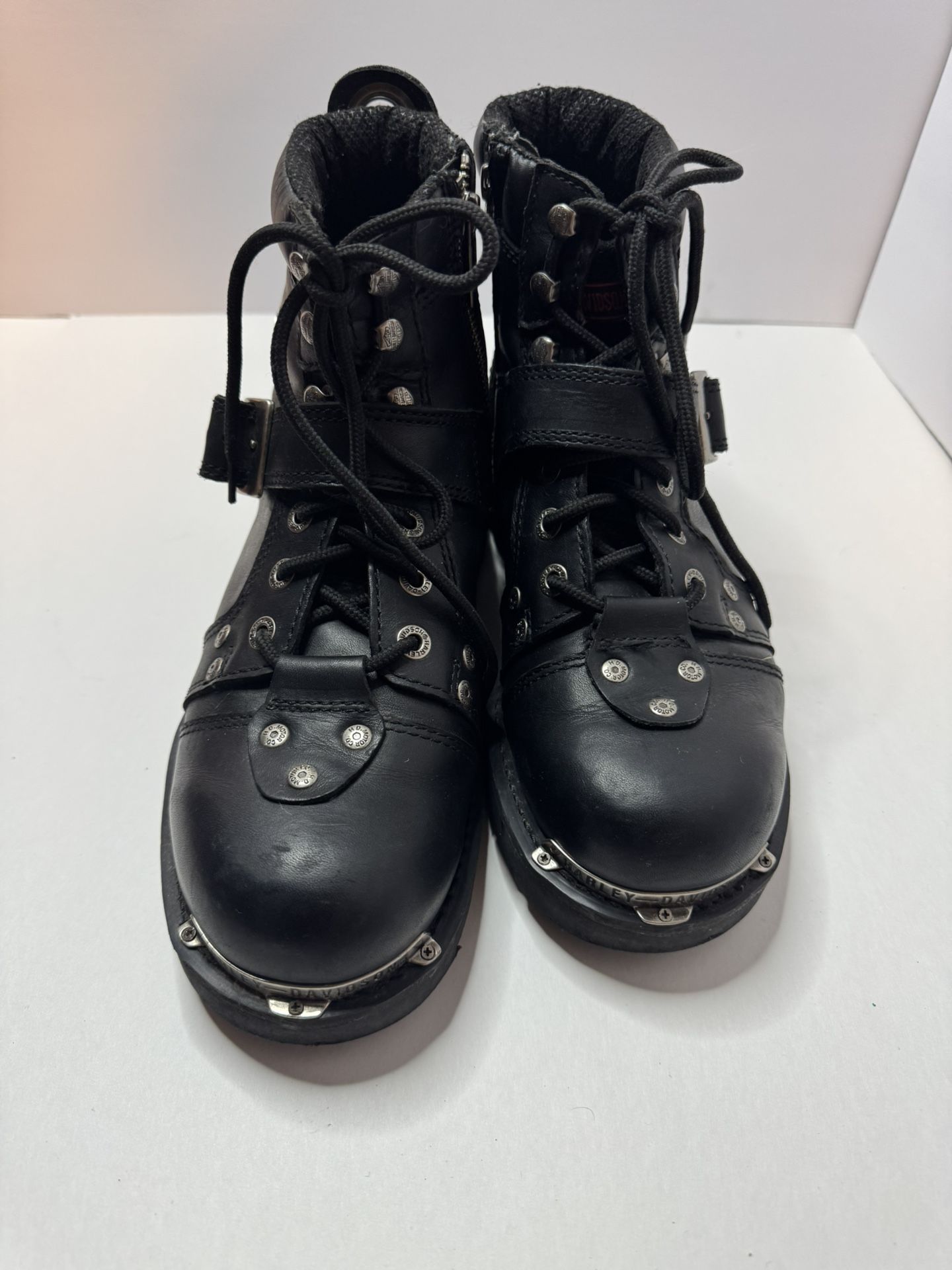 Harley Davidson Black Brake Buckle Leather Riding Boots Size 10