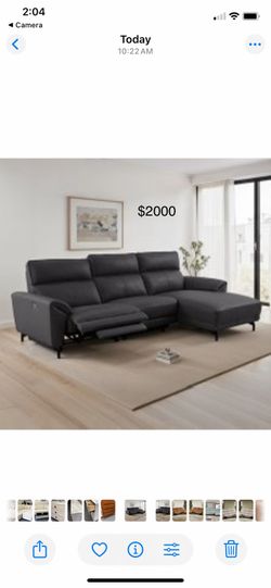 New top grain genuine leather power recliner sectional couch / free delivery