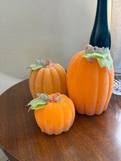 Set of 3 Lighted Fall Pumpkins – Battery Operated with Timer