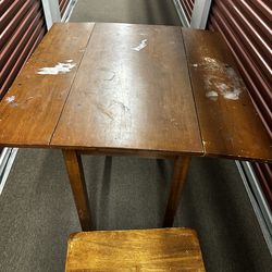 Vintage solid drop leaf table with bench