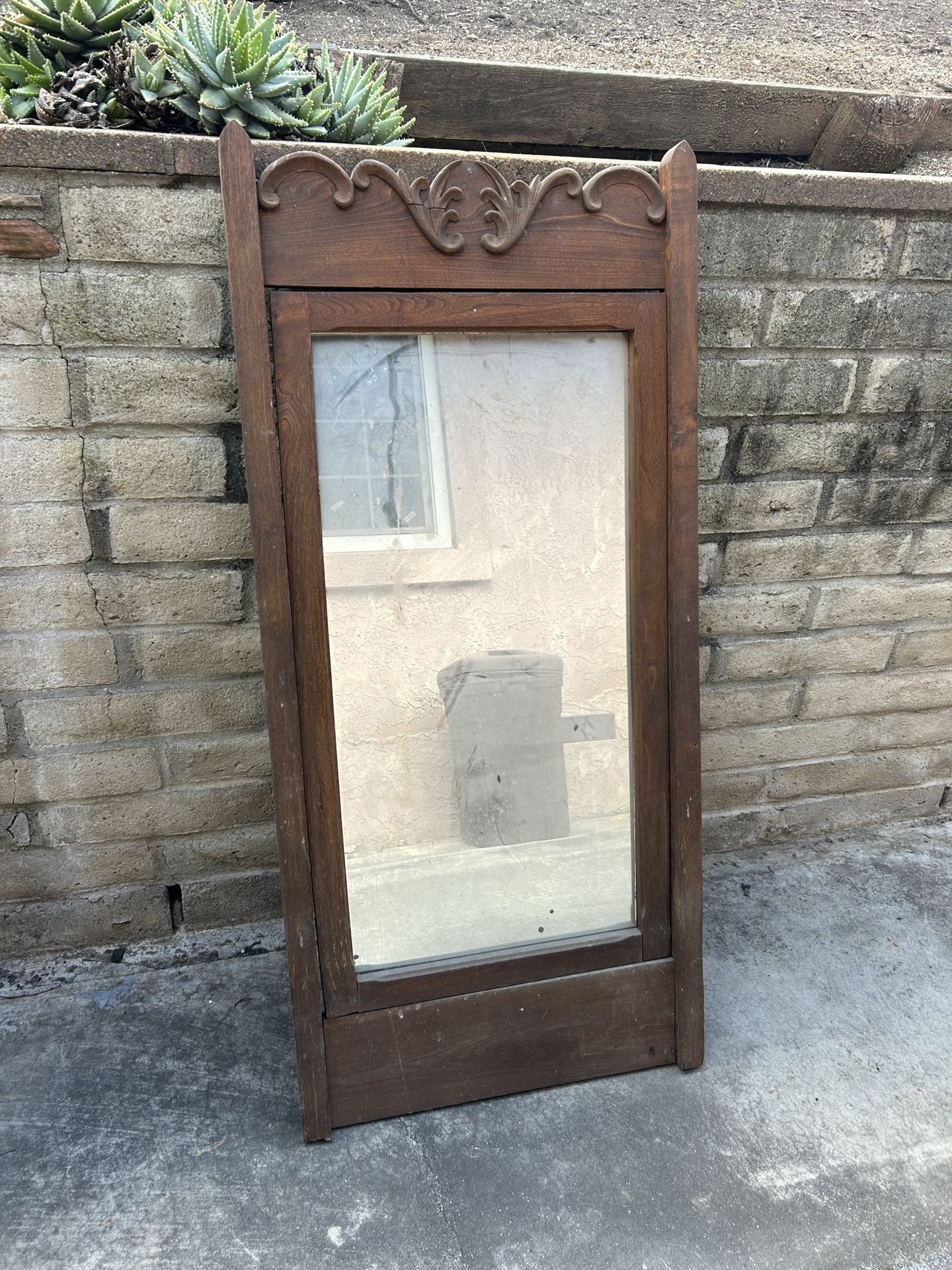 Antique Oak Tall Mirror 