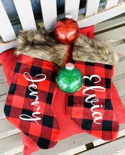 Full size buffalo plaid stockings
