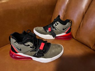 Nike Air Force 270 in the "Medium suede Olive/Challenge Red men’s size 8.5