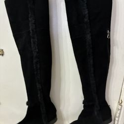 Very Nice Leather Long Boots Weary Warm Size 7 And Held 8