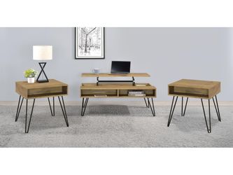 Fanning Golden Oak 3-piece Lift Top Coffee and End Table Set