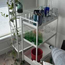 Bar Cart, Shelf, Assorted Glasses