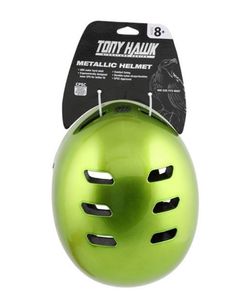 NEW Tony Hawk Metallic Helmet - Green, For Boys and Girls Ages 8+,