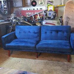 blue velvet couch futon