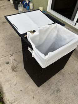Black Wicker Laundry Hamper