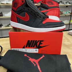 Nike Air Jordan Satin 1  Bred Sz 12 Women’s 10.5 Men