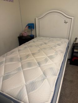 Twin bed frame, mattress, and box spring