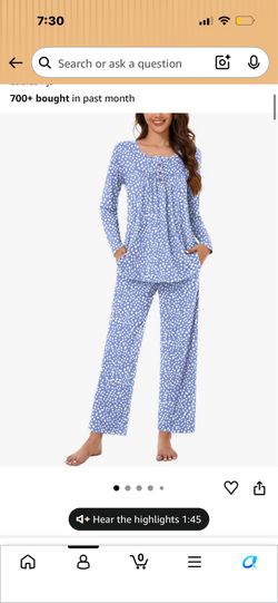 Women’s Blue Printed 2-Piece Pajama Set-M