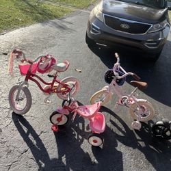 Two Kids Bikes And Mini Tricycle 