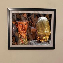Indiana Jones Art Piece In Black Frame