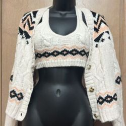 Sage & Oak Cozy Cute Bralette and Sweater Lounge Set Size

