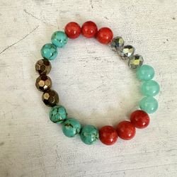 Faux Turquoise Beaded Bracelet 