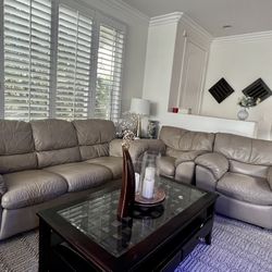 Macy’s Genuine Leather Couch And Recliner