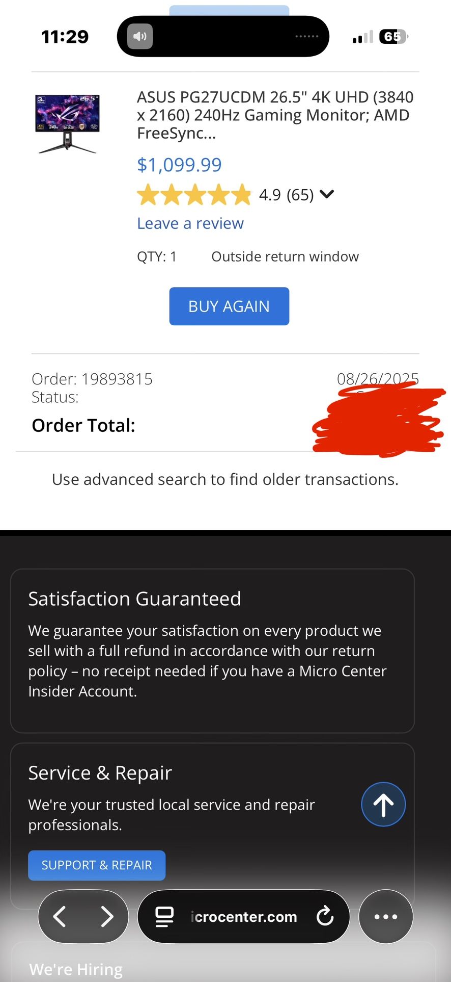 ASUS 4k 240hz 27Inch Oled