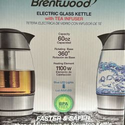New Brentwood Electric Glass Kettle w/ Tea Infuser