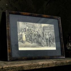 Antique Victorian Framed Print The Broken Window After W.H. Knight 9.5 x 7.75