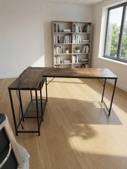 Wood and steel desk