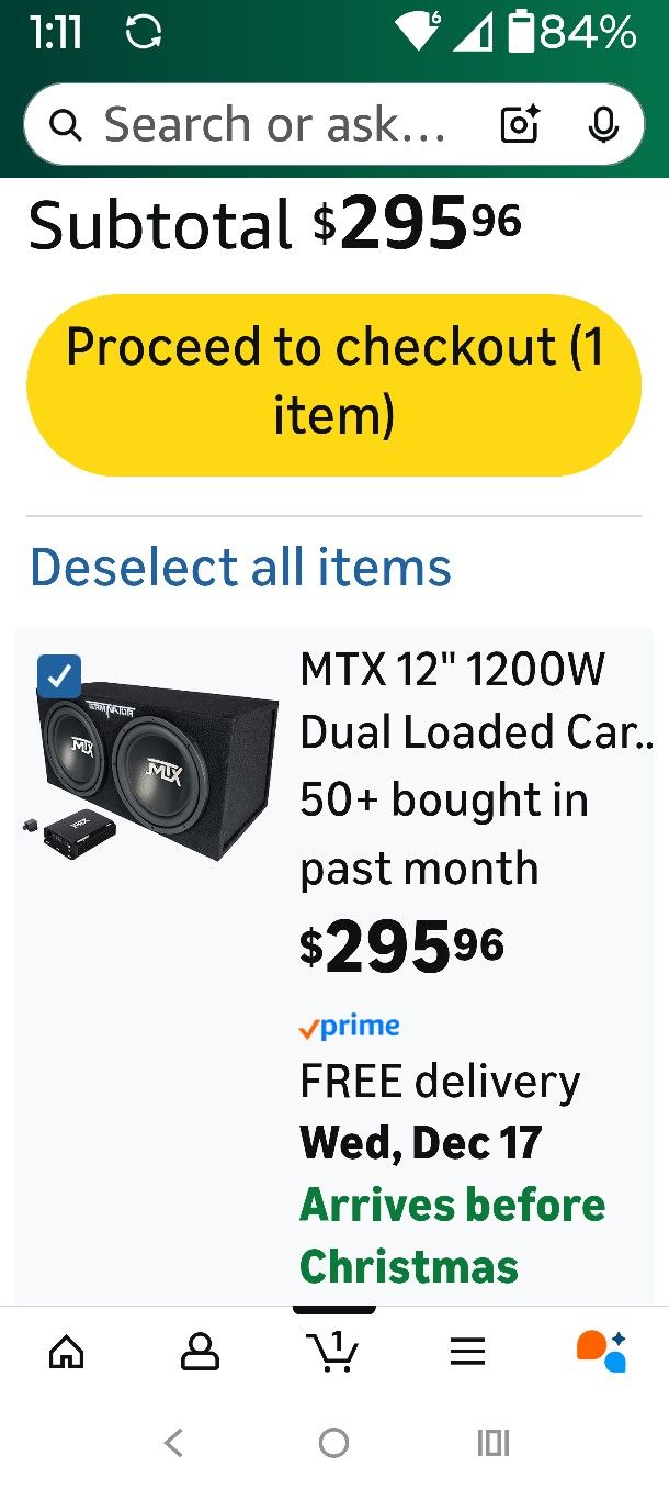 MTX 12" 1200W Dual Loaded Car Subwoofer Audio with Sub Box and Amplifier, TNP212D2
