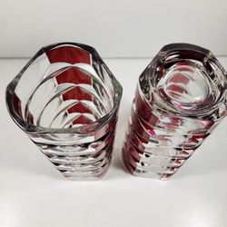 J G Durand Glass and Ruby set of2 Vases Made in France 