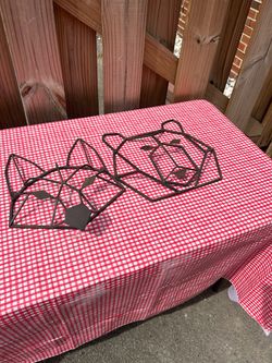 Geometric Metal Wolf and Bear Wall Art Set