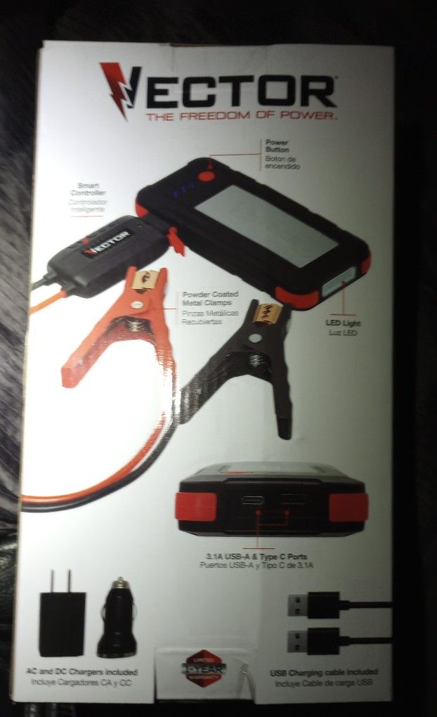 Vector The Freedom Of Power 1600A Big Battery Lithium Jump Starter USB