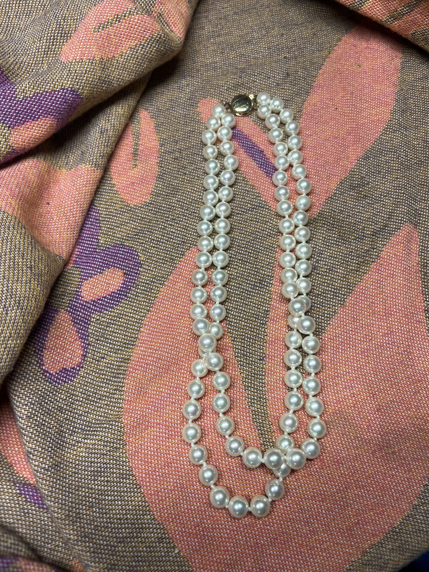Beautiful Double Pearl Necklace 14 Karat Gold,All Products : American Fashion Style Bags On Sale
