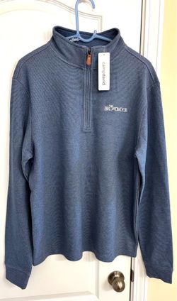 The Broadmoor Camp David Stitched Quarter-Zip Long Sleeve Blue Sweater