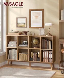 Bookshelf, Bookcase, Cube Shelf with 8 Compartments, Storage Shelf, for Living Room, Home Office, Dining Room, 9.4 x 47.1 x 30.3 Inches, Honey Brown U