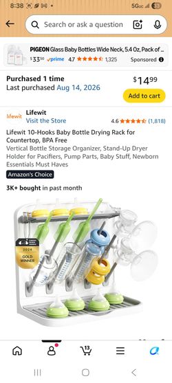 Lifewit 10-Hook Baby Bottle Drying Rack