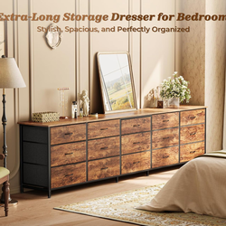 #87  78.7 inch Long Dresser for Bedroom, 15 Drawer Fabric Dresser for Closet, Large TV Stand for 65, 75, 85 inch TV, Wide Chest of Drawer with Storage