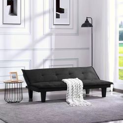 Convertible Folding Sofa Bed, Modern Futon Upholstered Couch Backrest, 3 Angles Adjustable Back for Compact Living Spaces,Apartments Office Dorms, Bla