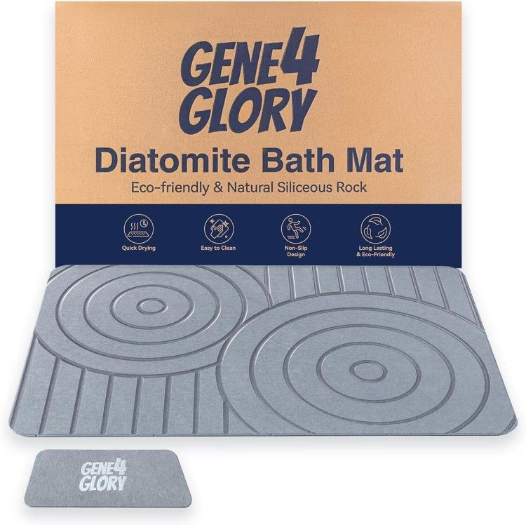 New Gray Stone Bath Mat – Quick Dry, Non-Slip
