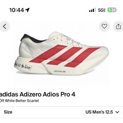 Adizero Pro 4 White Better Scarlet 12.5 12&1/2