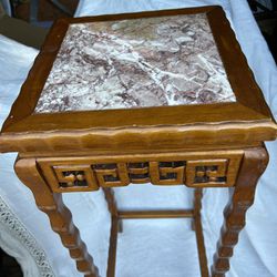 Asian plant Stand/end Table With Marble Top