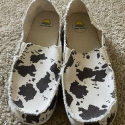 Cow Print Canvas Slip-On Shoes 