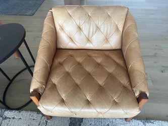 CB2 Abruzzo Brown Leather Tufted chairs