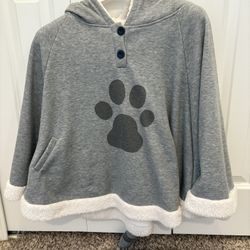 Grey Cat poncho hoodie
